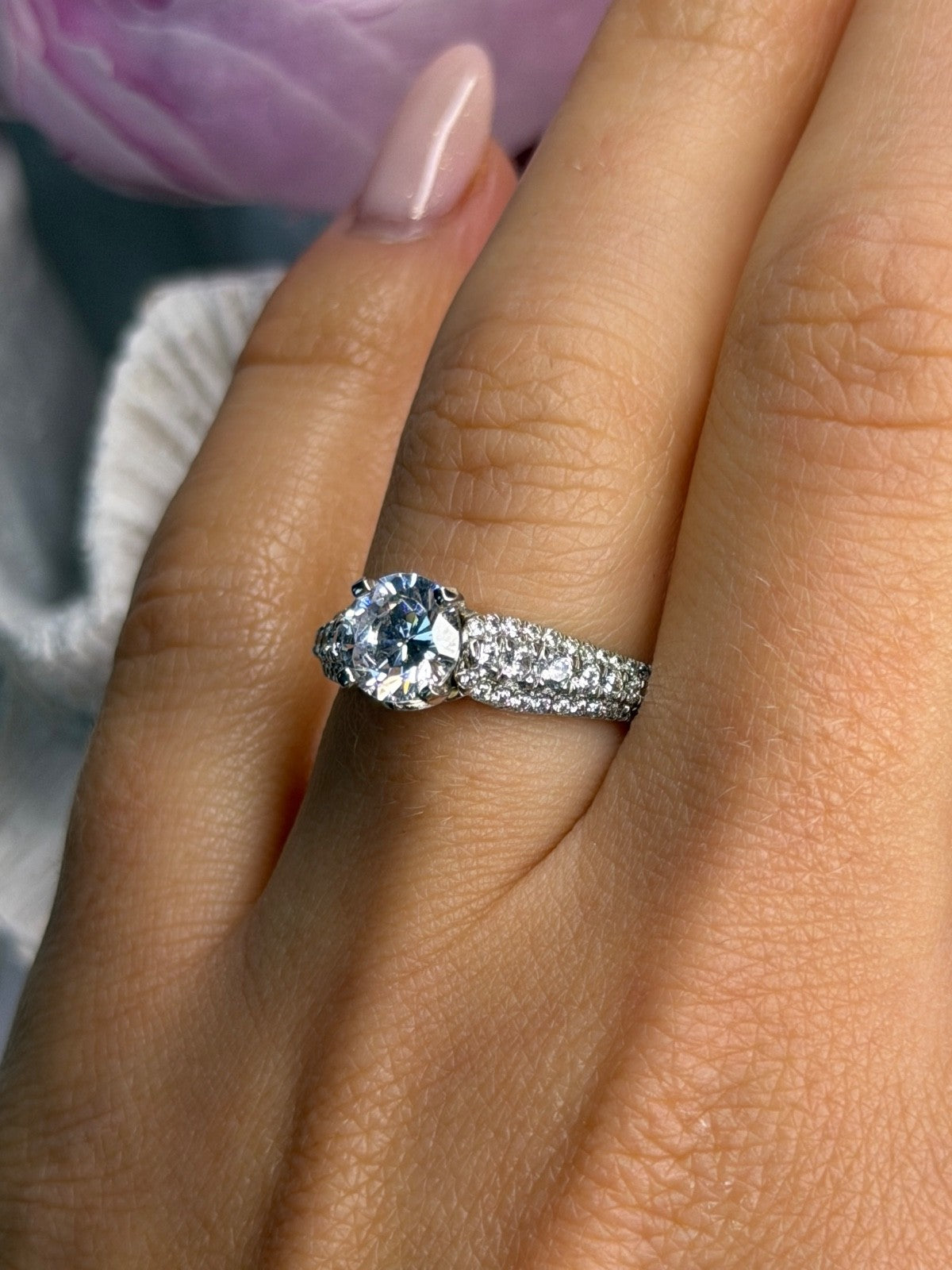 GOC 925 Sterling Silver tcw 1.60 Cz Ring Size 7