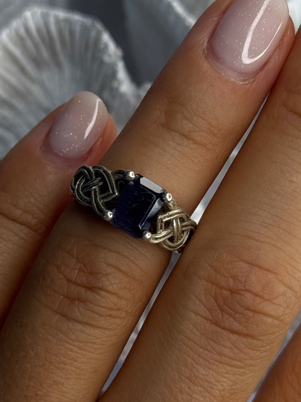 Vintage 925 Sterling Silver Purple Tourmaline Ring Size 5