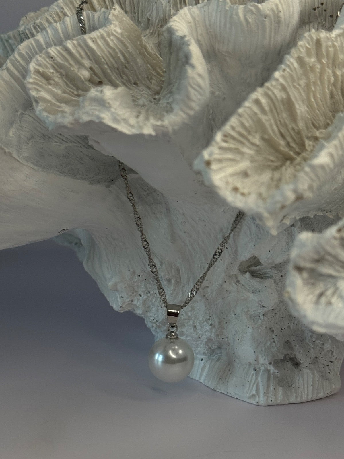 925 Sterling Silver Pearl Necklace Length 18 Inch