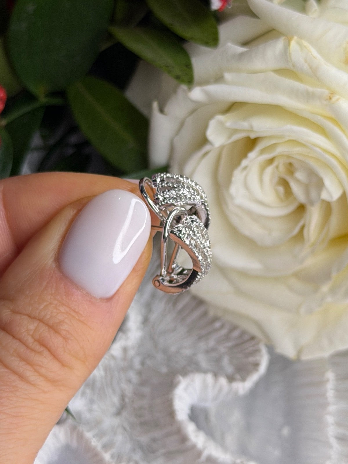 Beautiful 925 Sterling Silver White Topaz Earrings