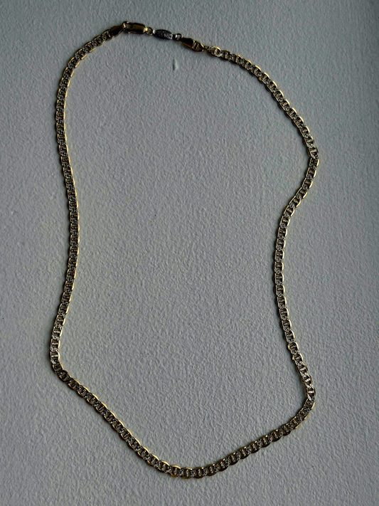 14K Yellow Gold & 925 Sterling Silver Italy Chain Necklace Length 20 in