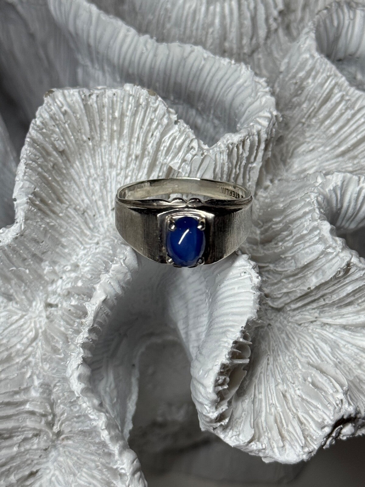 Men'S 925 Sterling Silver Star Sapphire Ring Size 10