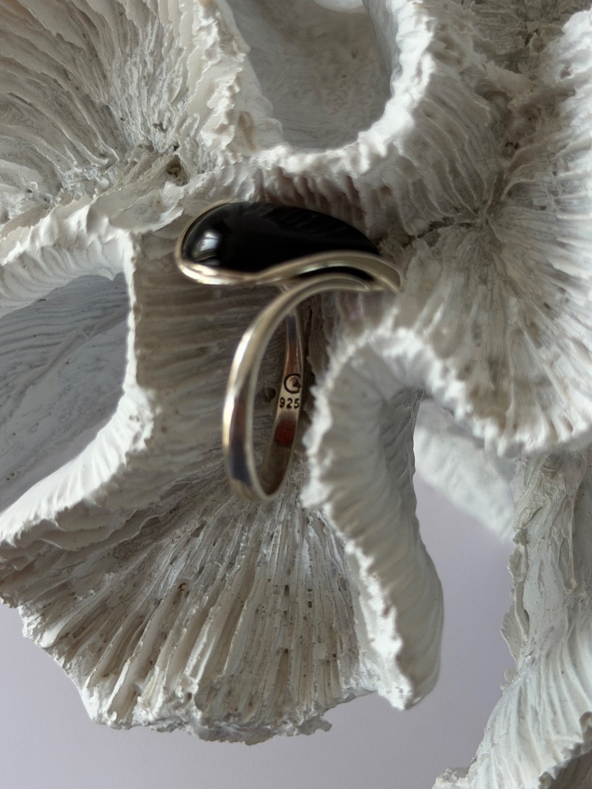 Beautiful Design 925 Sterling Silver Amber Ring Size 9