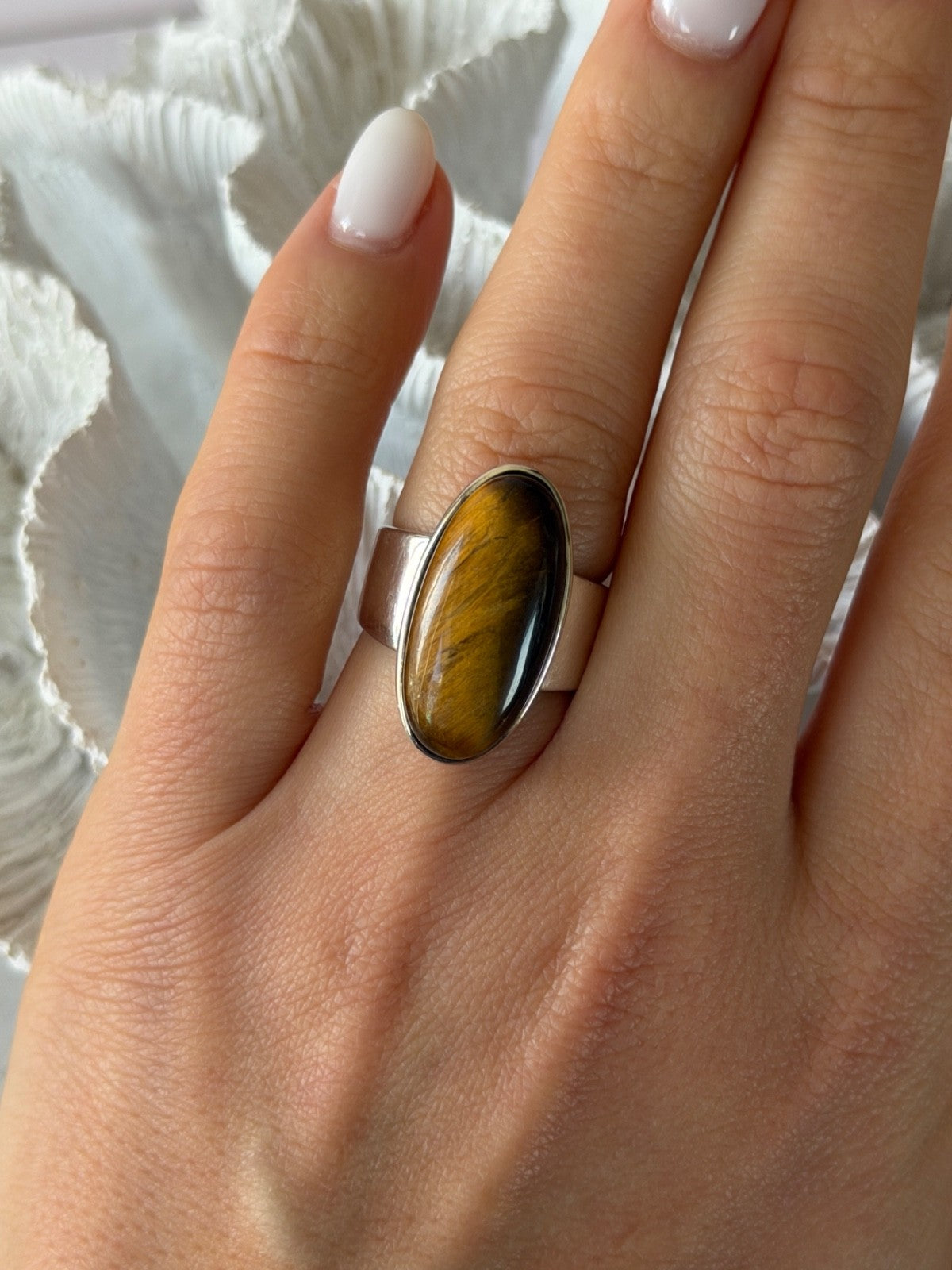 925 Sterling Silver Tigers Eye Ring Size 7