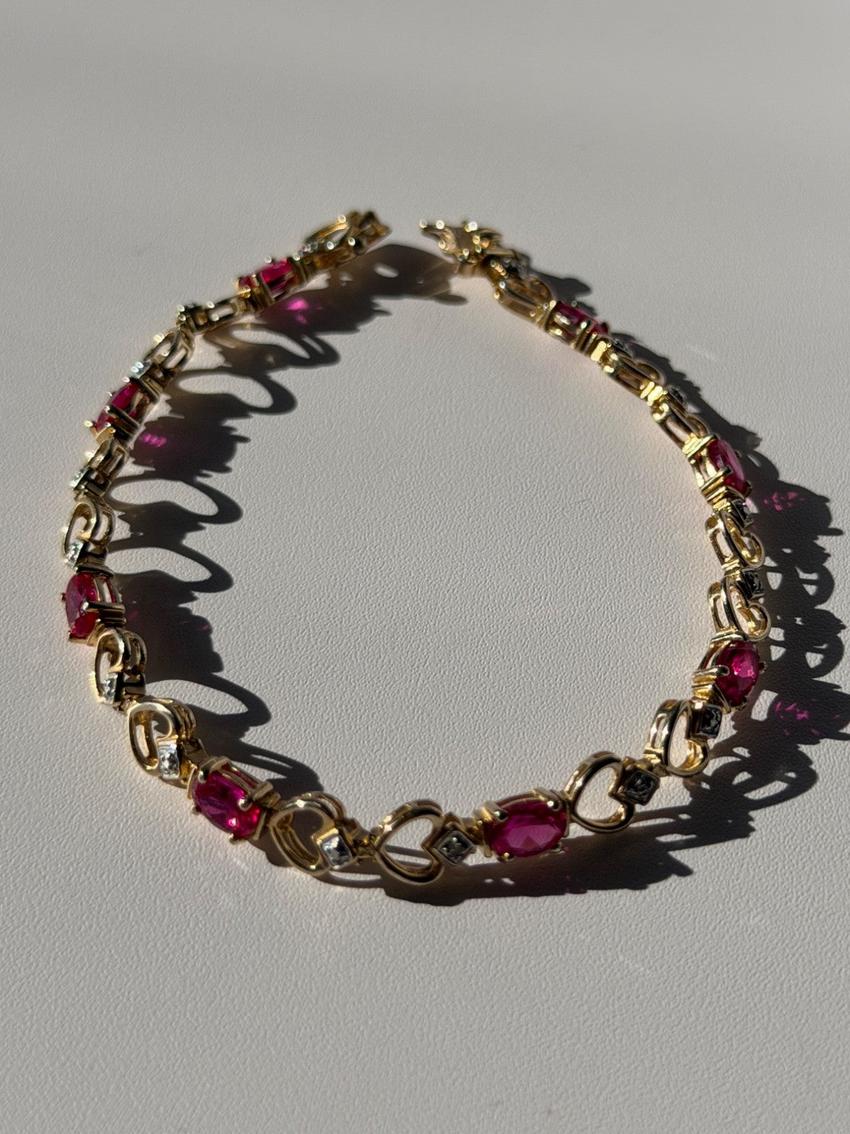925 Sterling Silver Gold Plated Pink Topaz Bracelet