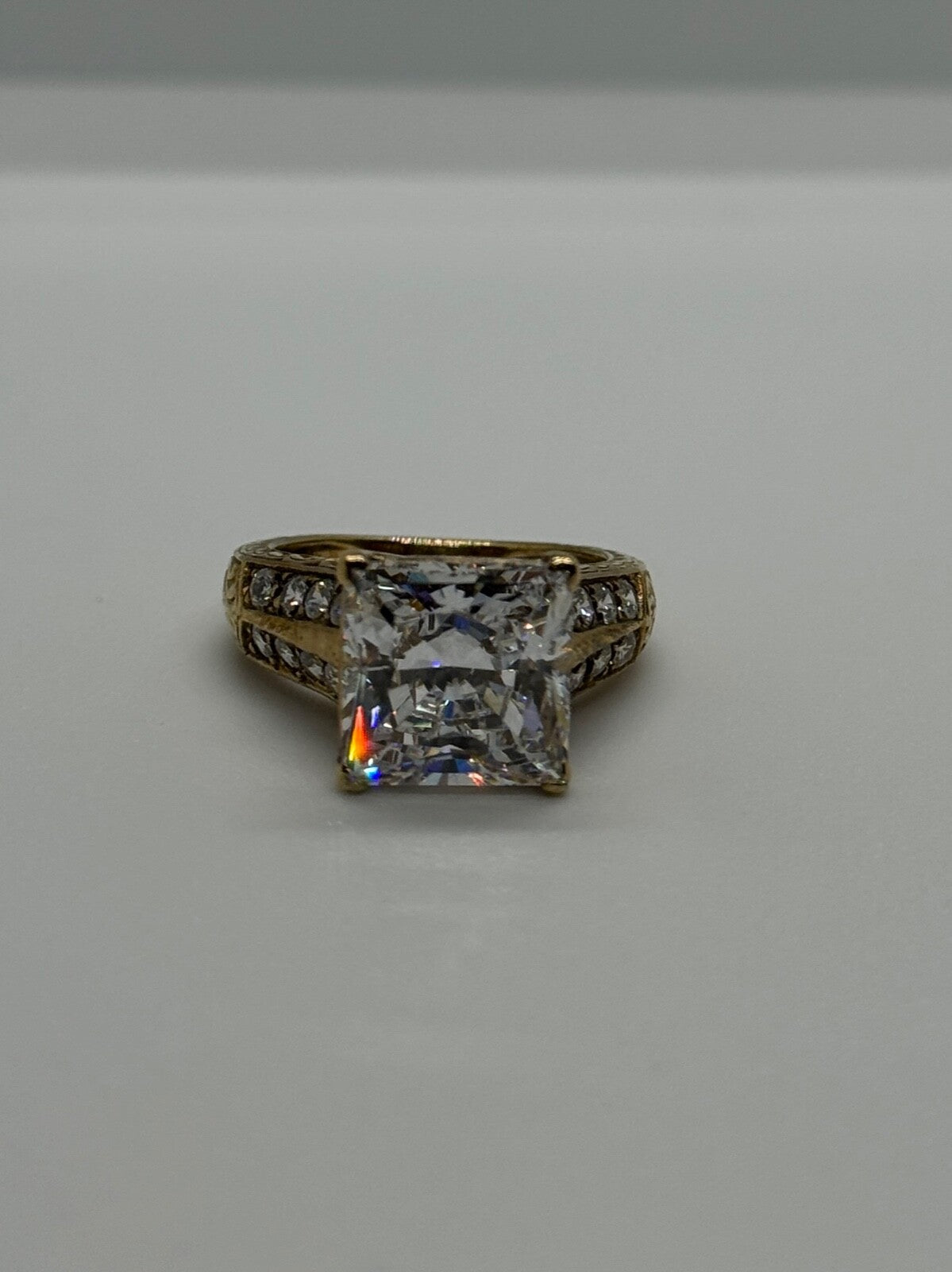 925 Sterling Silver Gold Plated CZ Ring Size 4.5