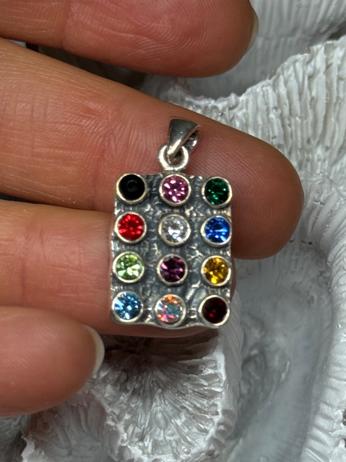925 Sterling Silver Multicolor Spinel Pendant Length 1.3 Inch