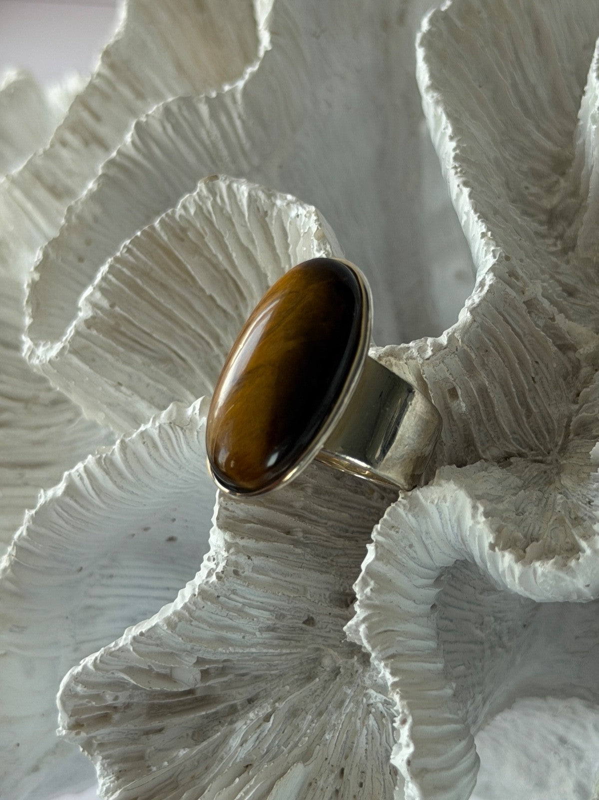925 Sterling Silver Tigers Eye Ring Size 7