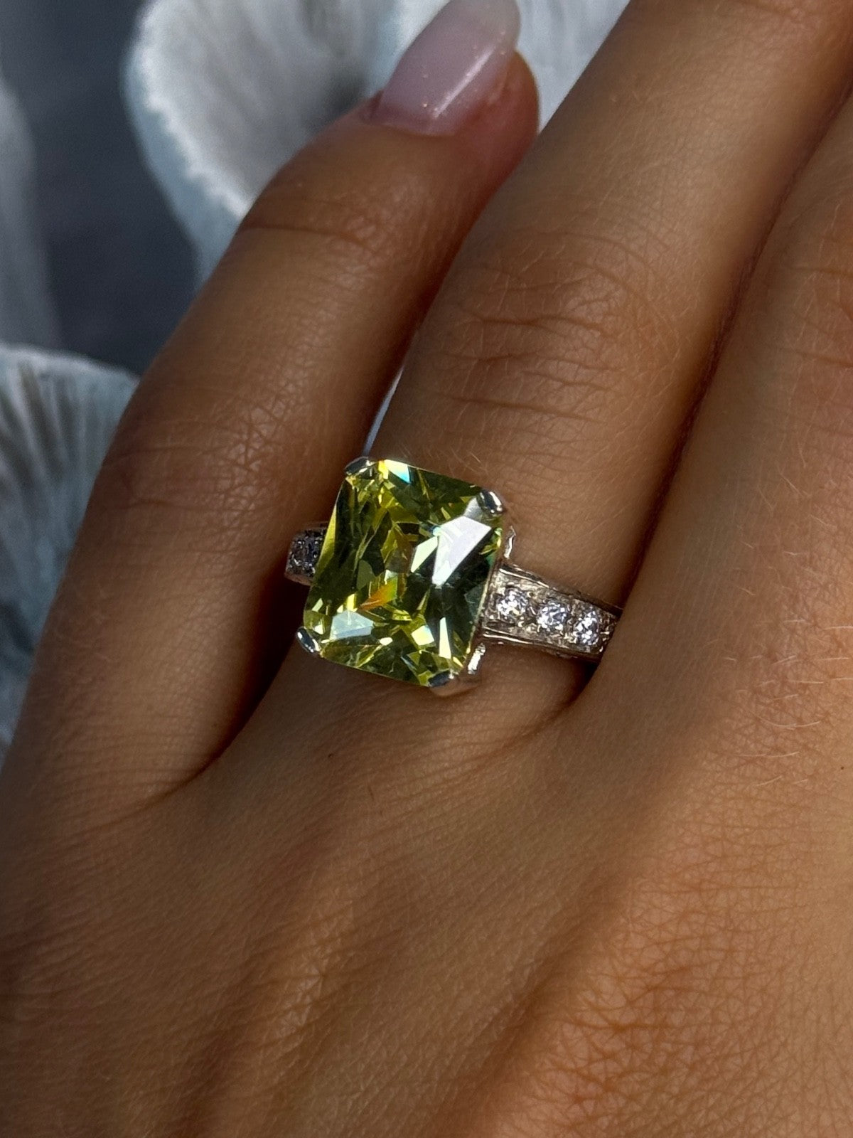 925 Sterling Silver Lemon Quartz Ring Size 8