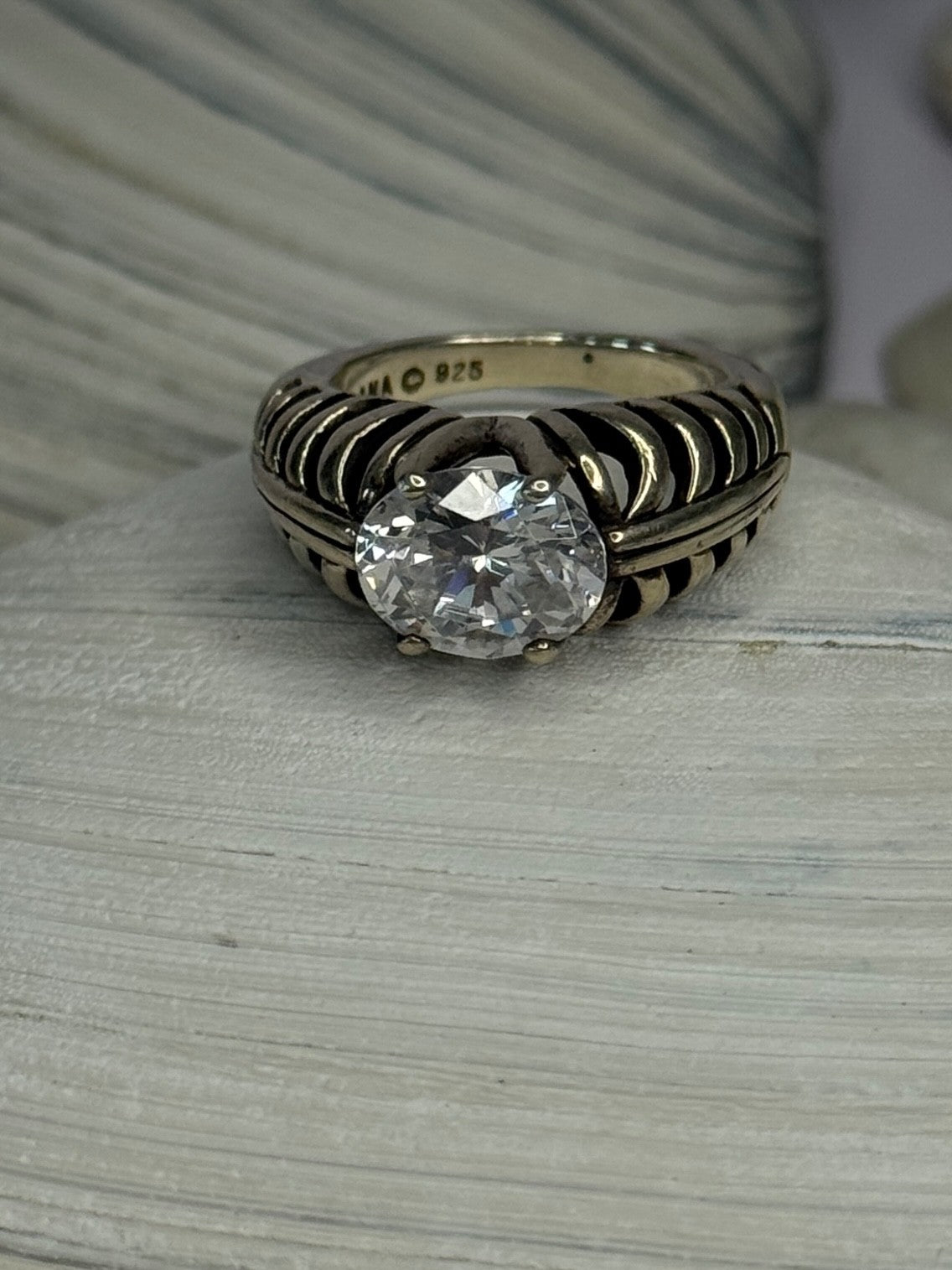 Kabana 925 Sterling Silver Cz Ring Size 6