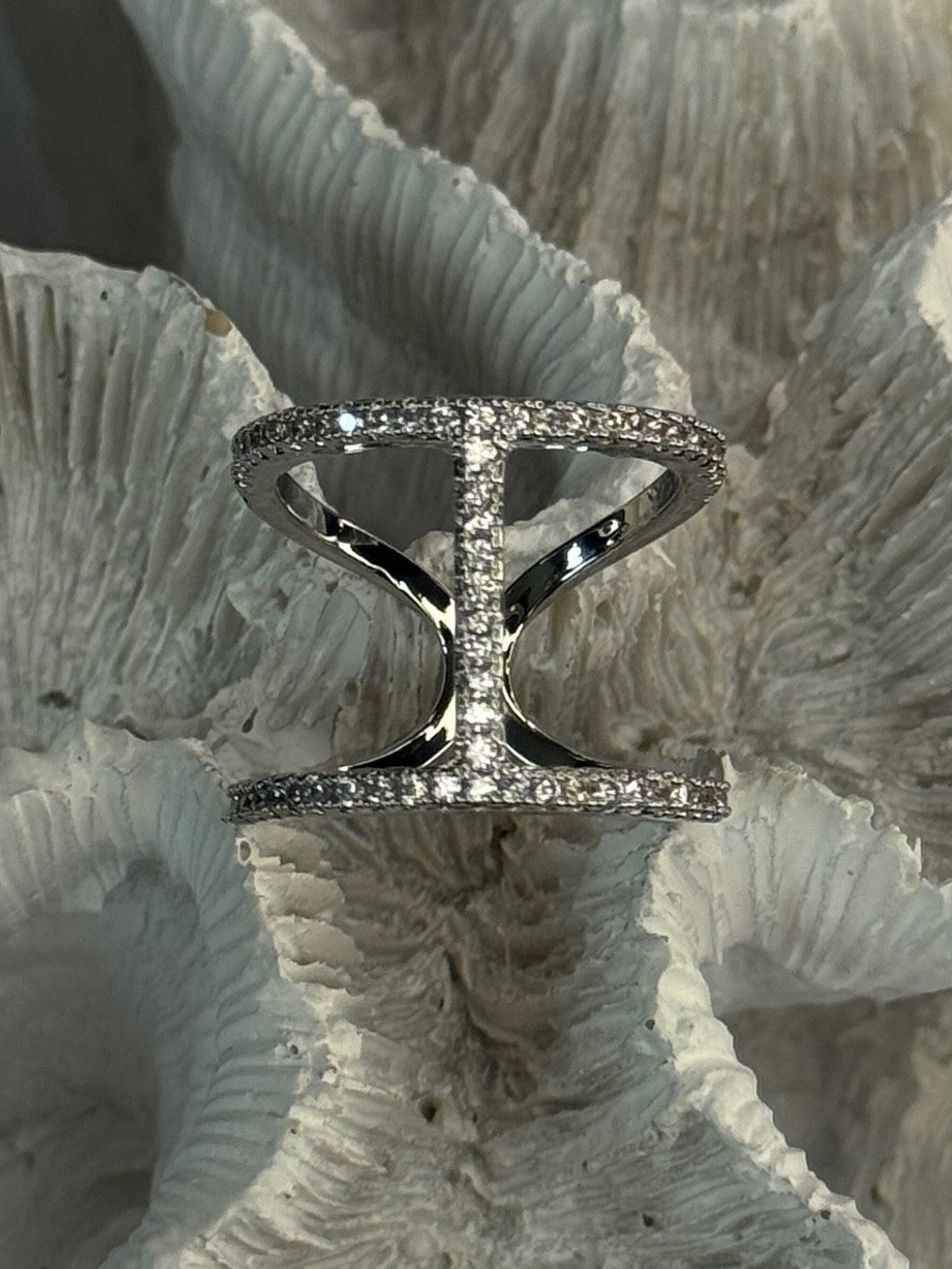 Elegant Design 925 Sterling Silver CZ Ring Size 7 & 8