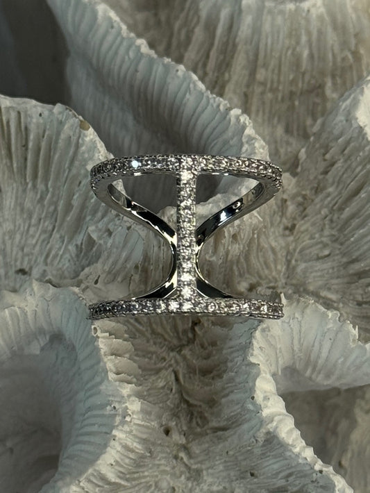 Elegant Design 925 Sterling Silver CZ Ring Size 7 & 8