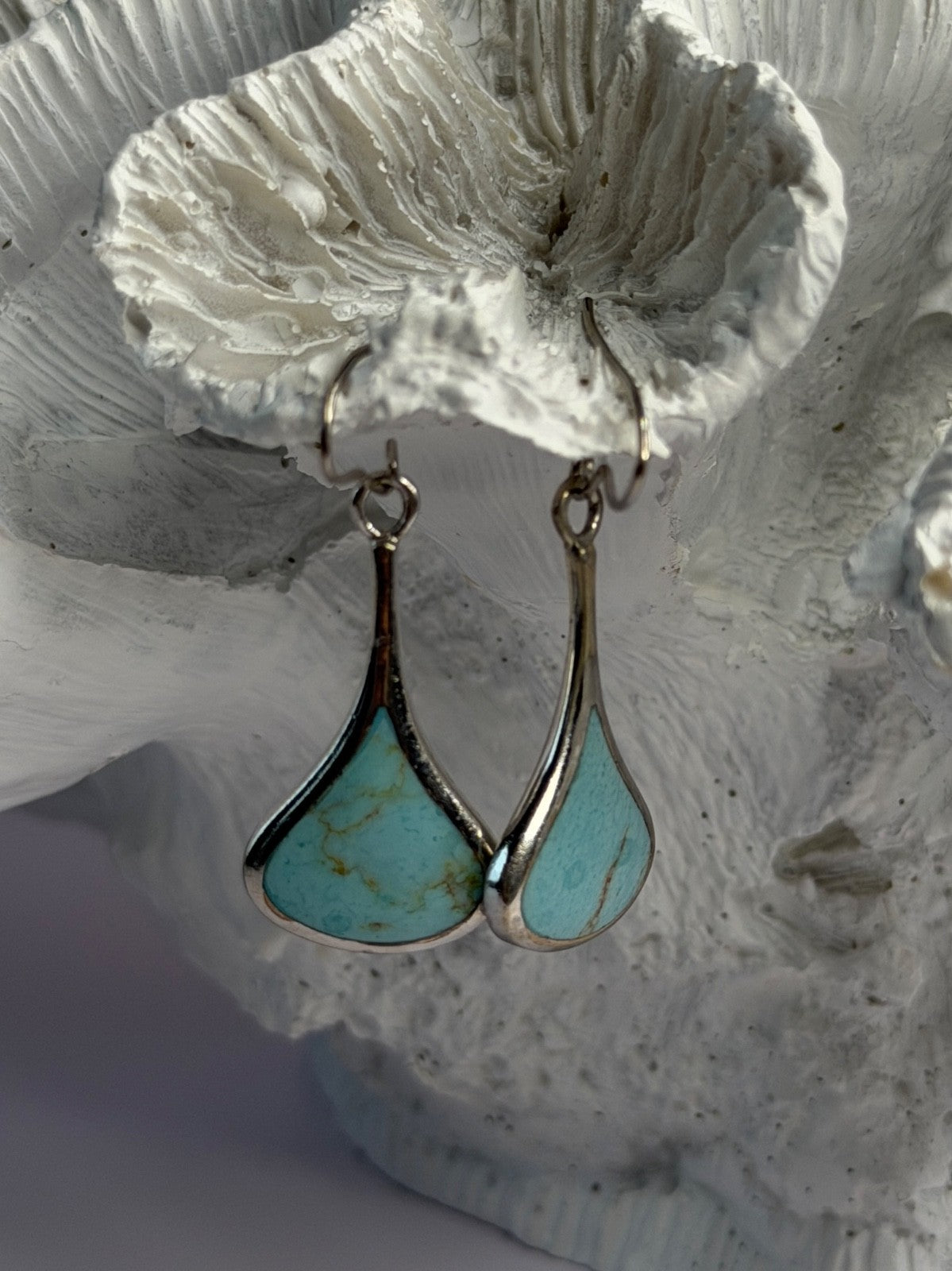 925 Sterling Silver Turquoise Earrings Length 1.40 Inch