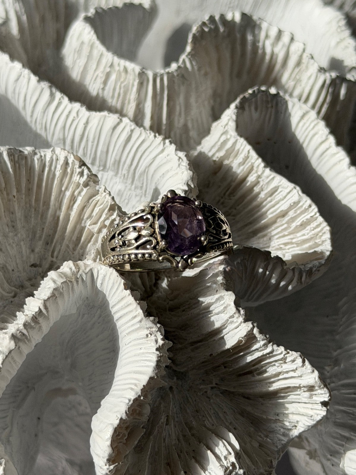Vintage 925 Sterling Silver Amethyst Ring Size 8