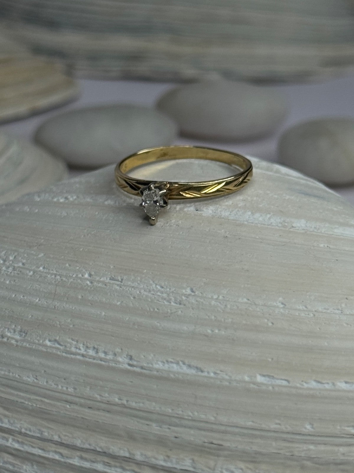 14K P HKS Yellow Gold Diamond 0.10 Carat Ring Size 6