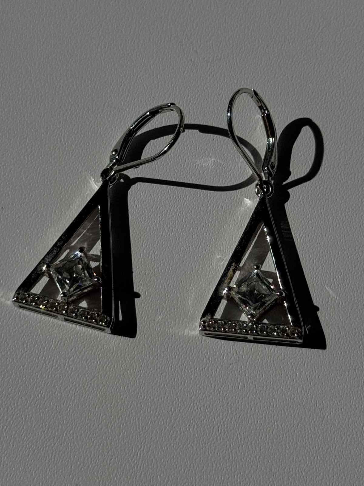 925 Sterling Silver Tycoon Cz Earrings Length 1.45 Inch