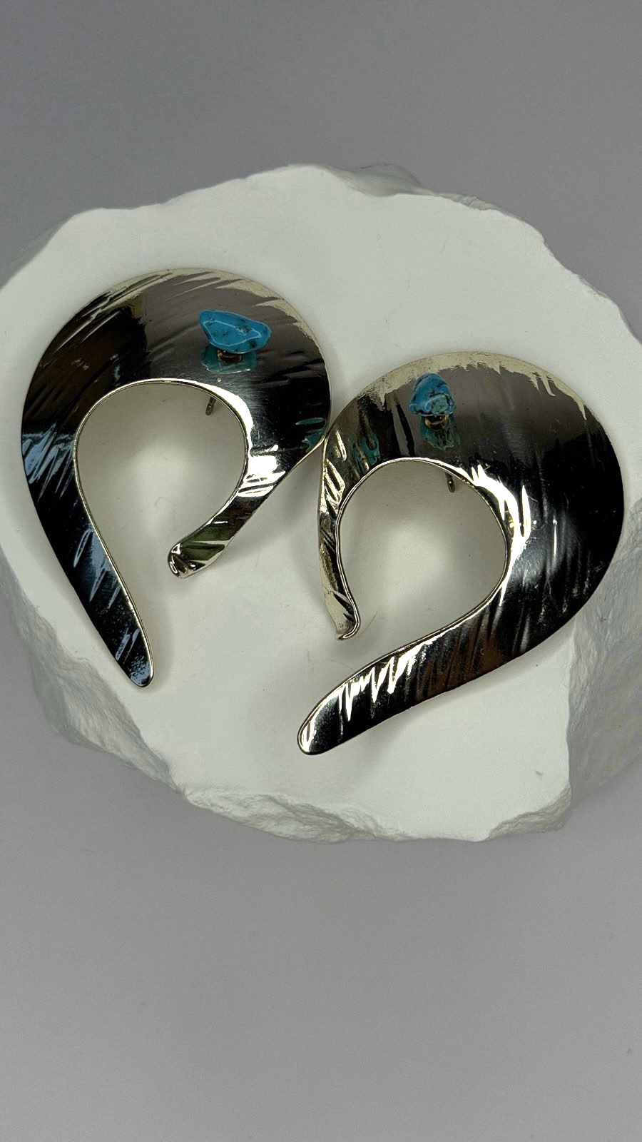 Native American Style 925 Sterling Silver Blue Turquoise Earrings
