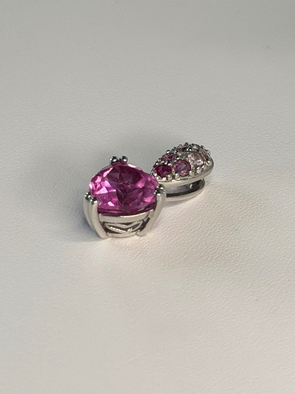 10K White Gold Pink Topaz Heart Pendant