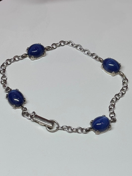 925 Sterling Silver Star Sapphire Bracelet Length 7.5