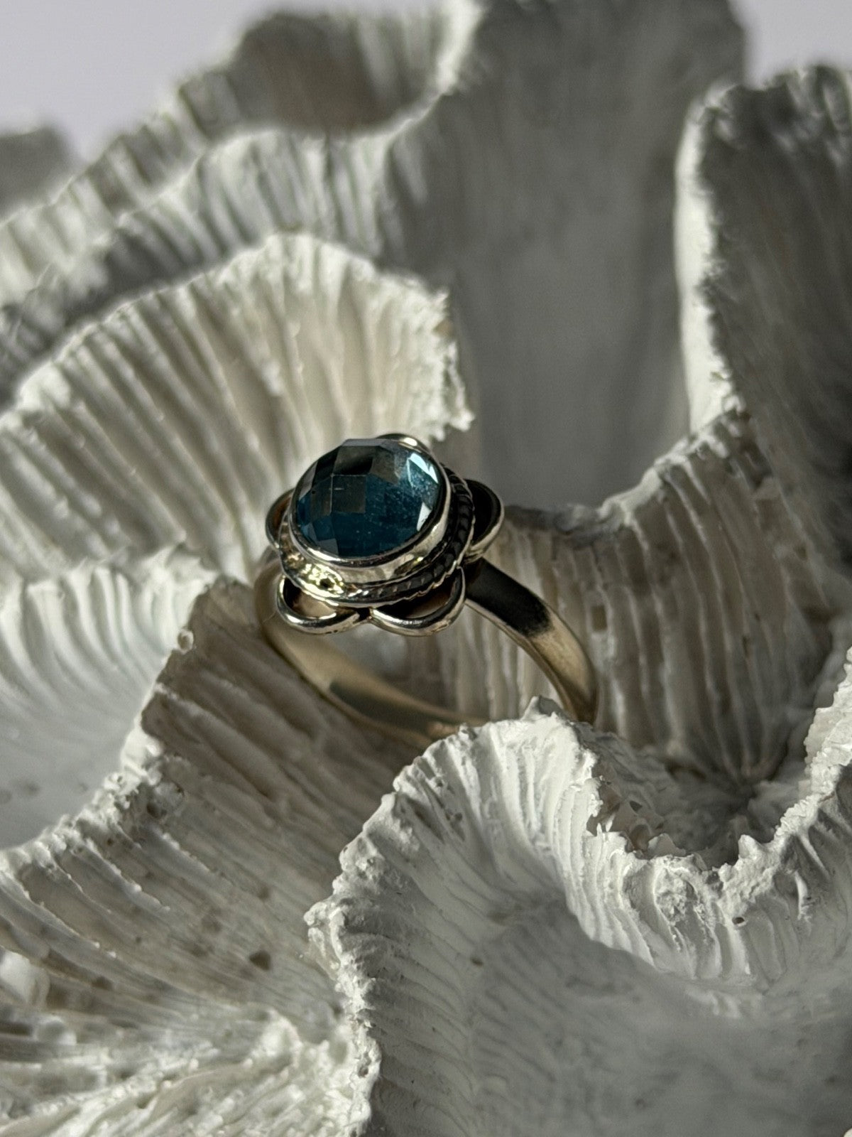 Vintage 925 Sterling Silver Aquamarine Ring Size 8