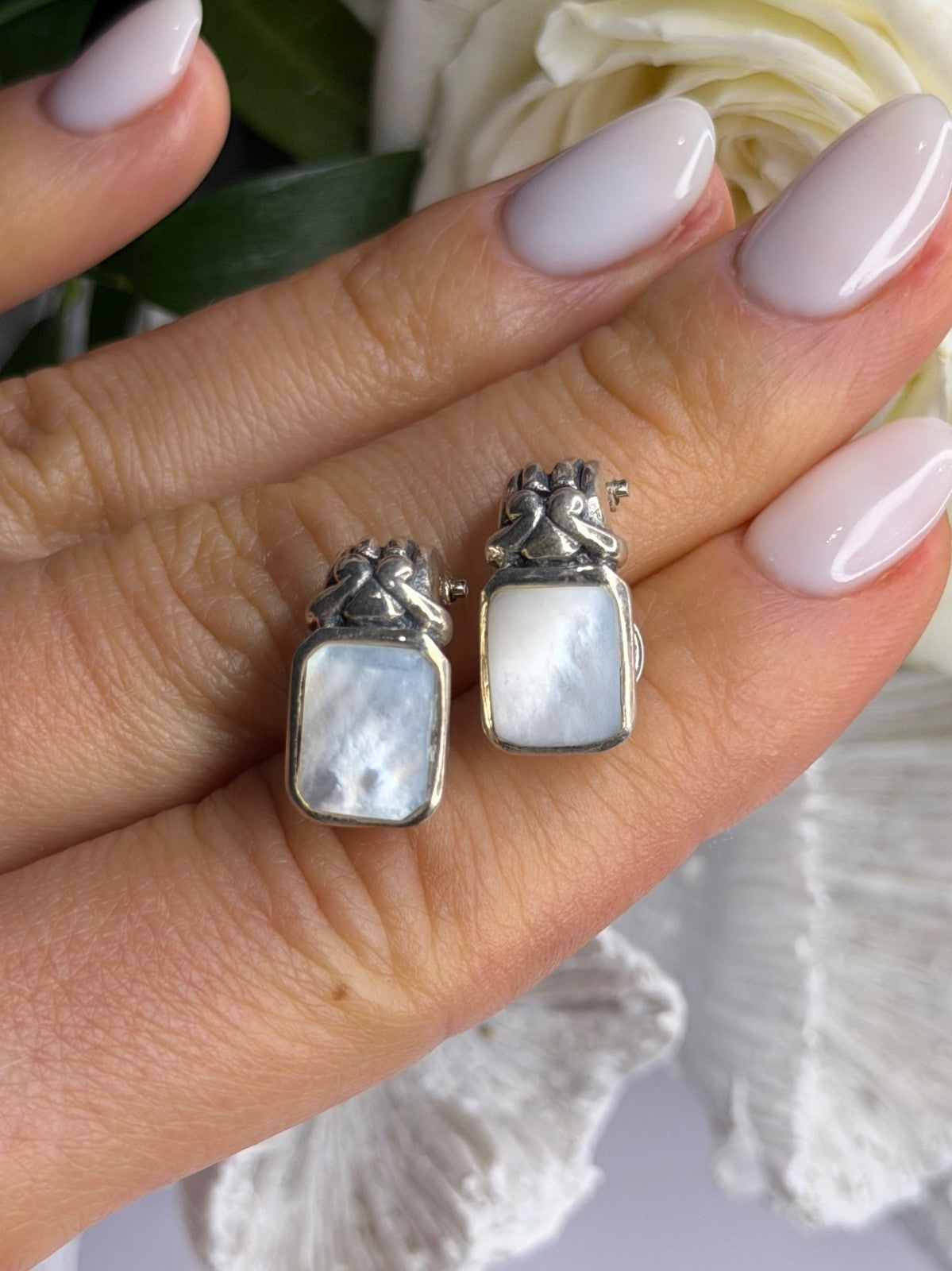 Vintage 925 Sterling Silver Abalone Earrings