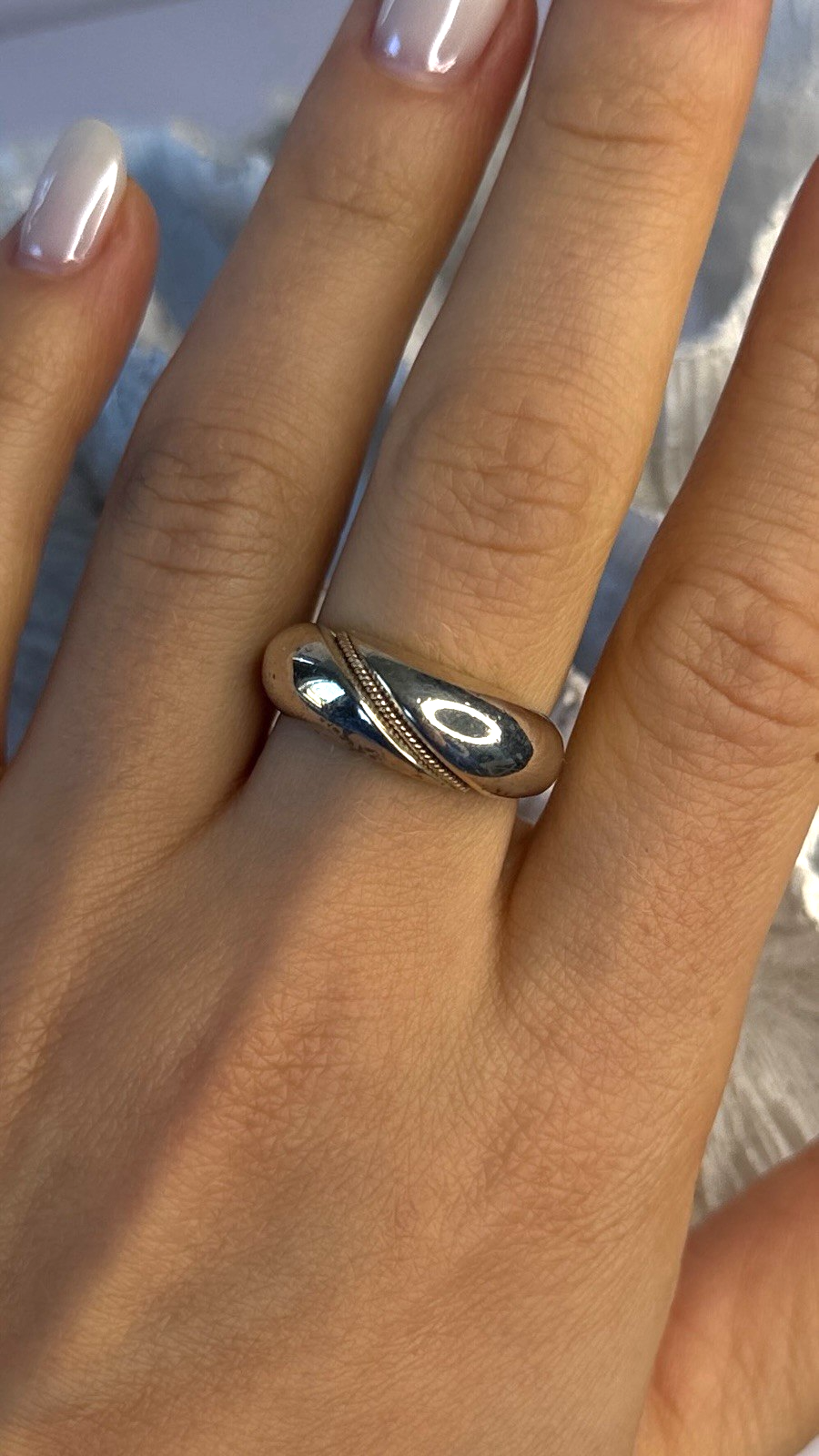 Vintage 925 Sterling Silver & 10K yellow Gold Rope Twist Ring Size 8.5