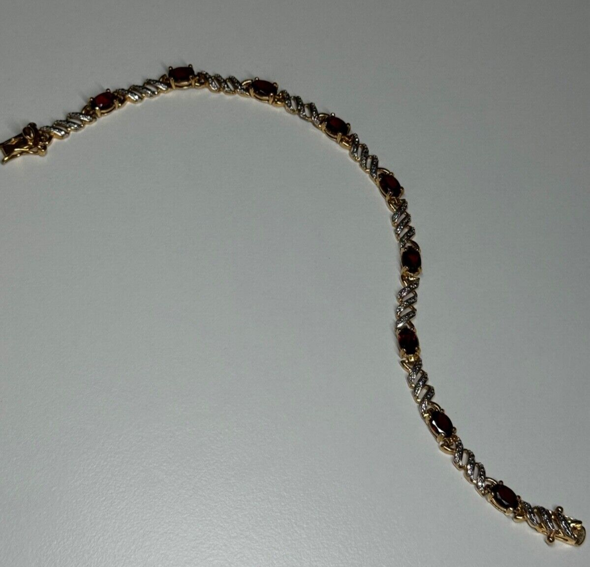 925 Sterling Silver Gold Plated Garnet Bracelet