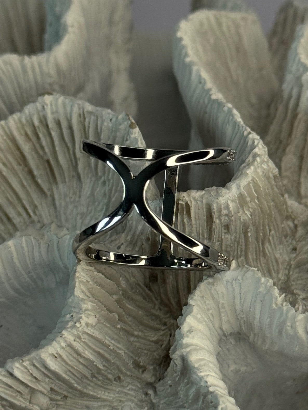 Elegant Design 925 Sterling Silver CZ Ring Size 7 & 8
