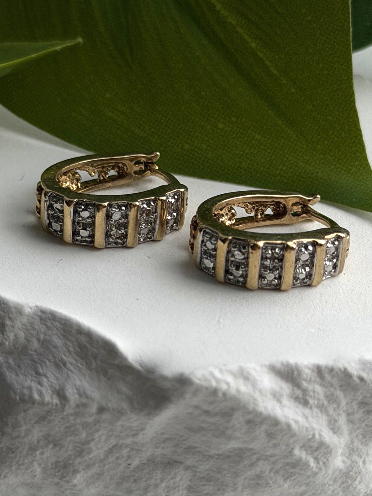 Retro Channel 925 Sterling Silver Gold Plated Elegant Hoop Earrings