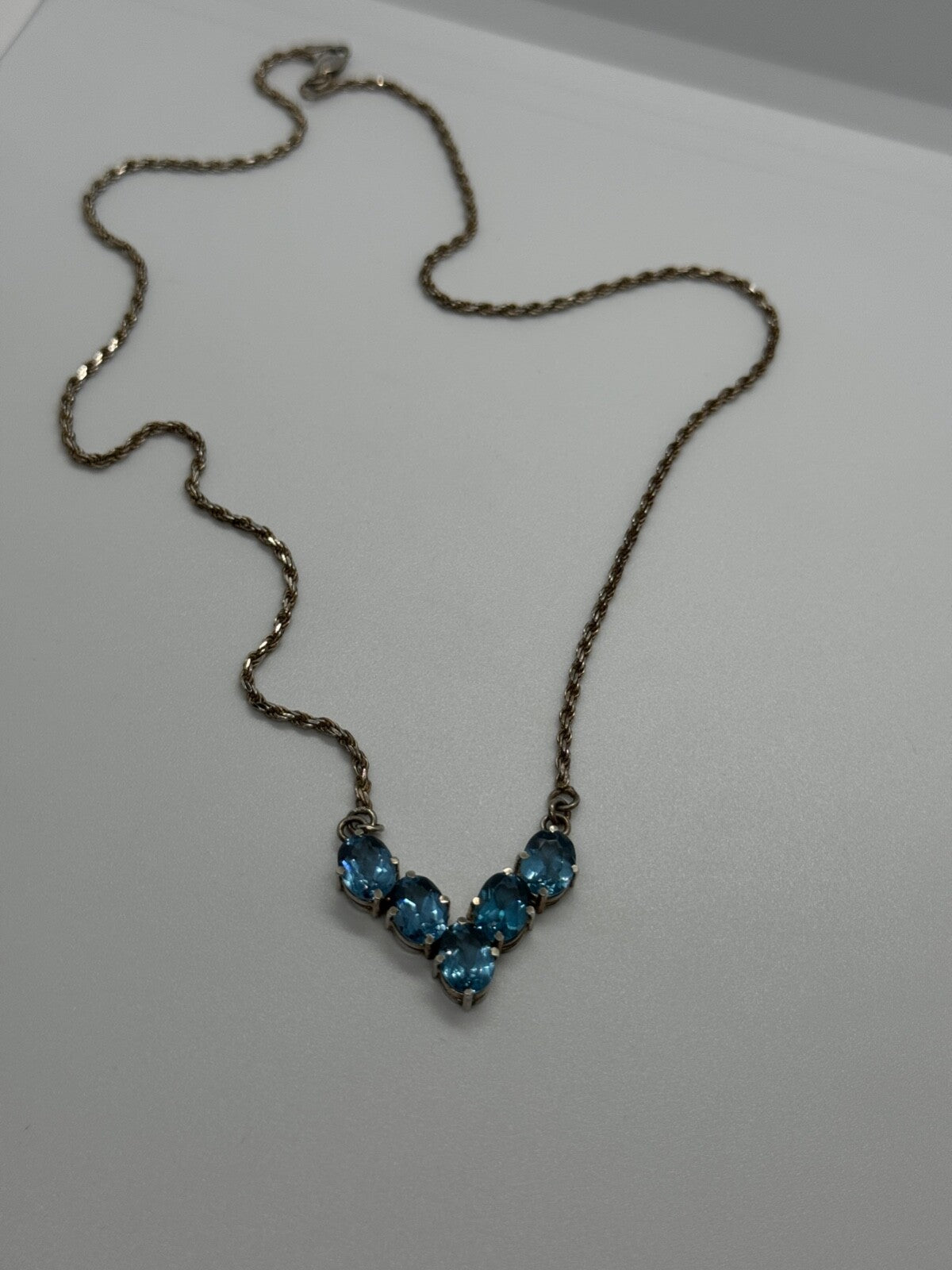 925 Sterling Silver Topaz Necklace Italy