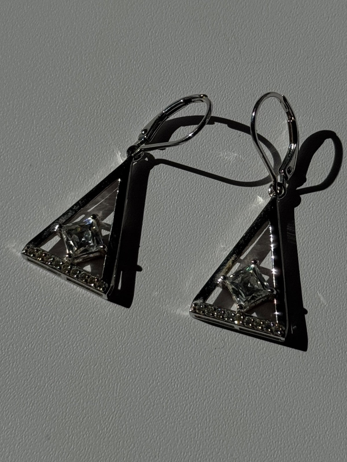925 Sterling Silver Tycoon Cz Earrings Length 1.45 Inch