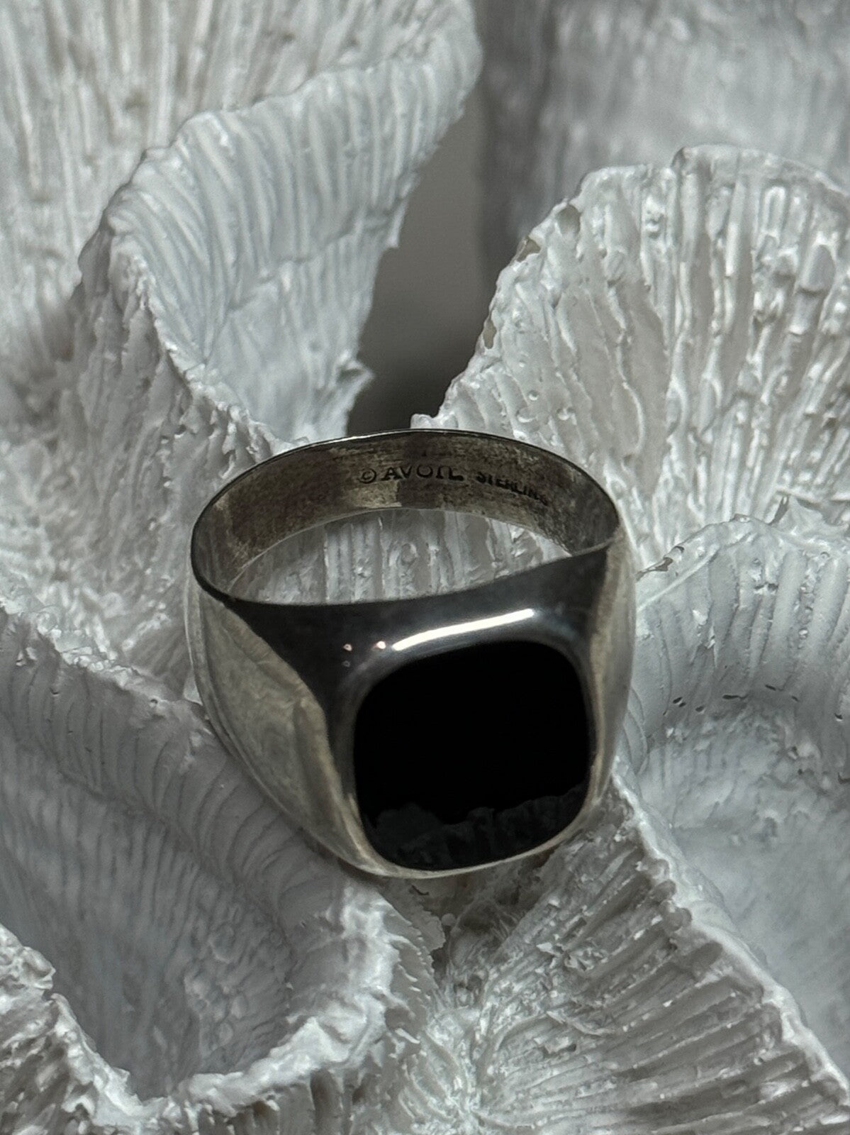 925 Sterling Silver Black Nephrite Men'S Ring Size 10.5