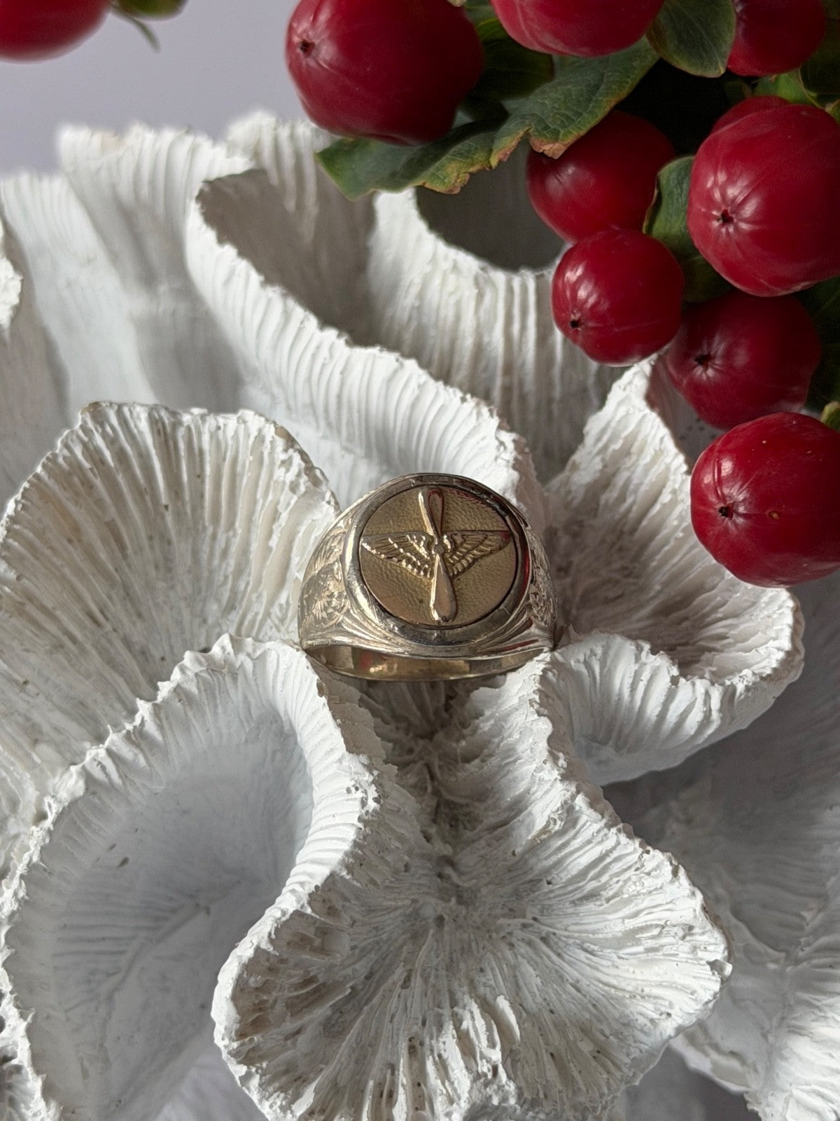 Vintage Emblem of the U.S. Army Air Corps 925 Sterling Silver Ring Size 8.5