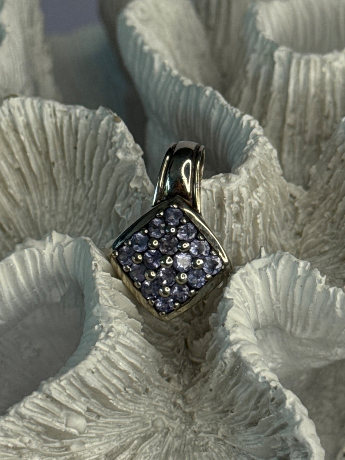 925 Sterling Silver Tanzanite Pendant Length 0.90 Inch
