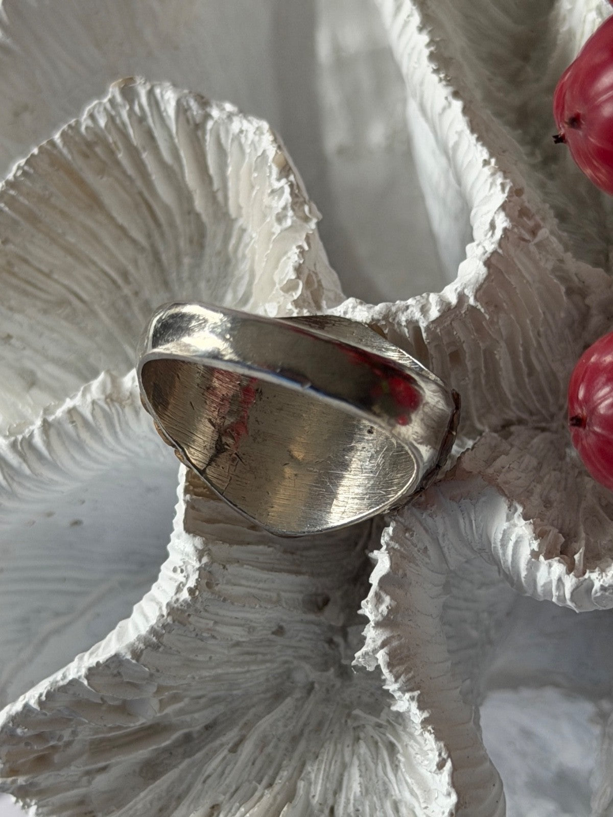 Vintage Navajo 925 Sterling Silver with gold vermeil details Eagle Ring Size 12
