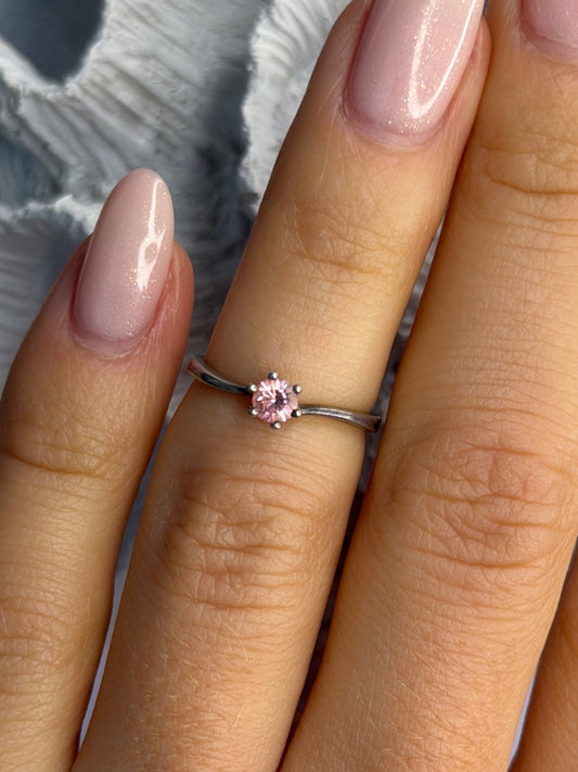 925 Sterling Silver Morganite Ring Size 4