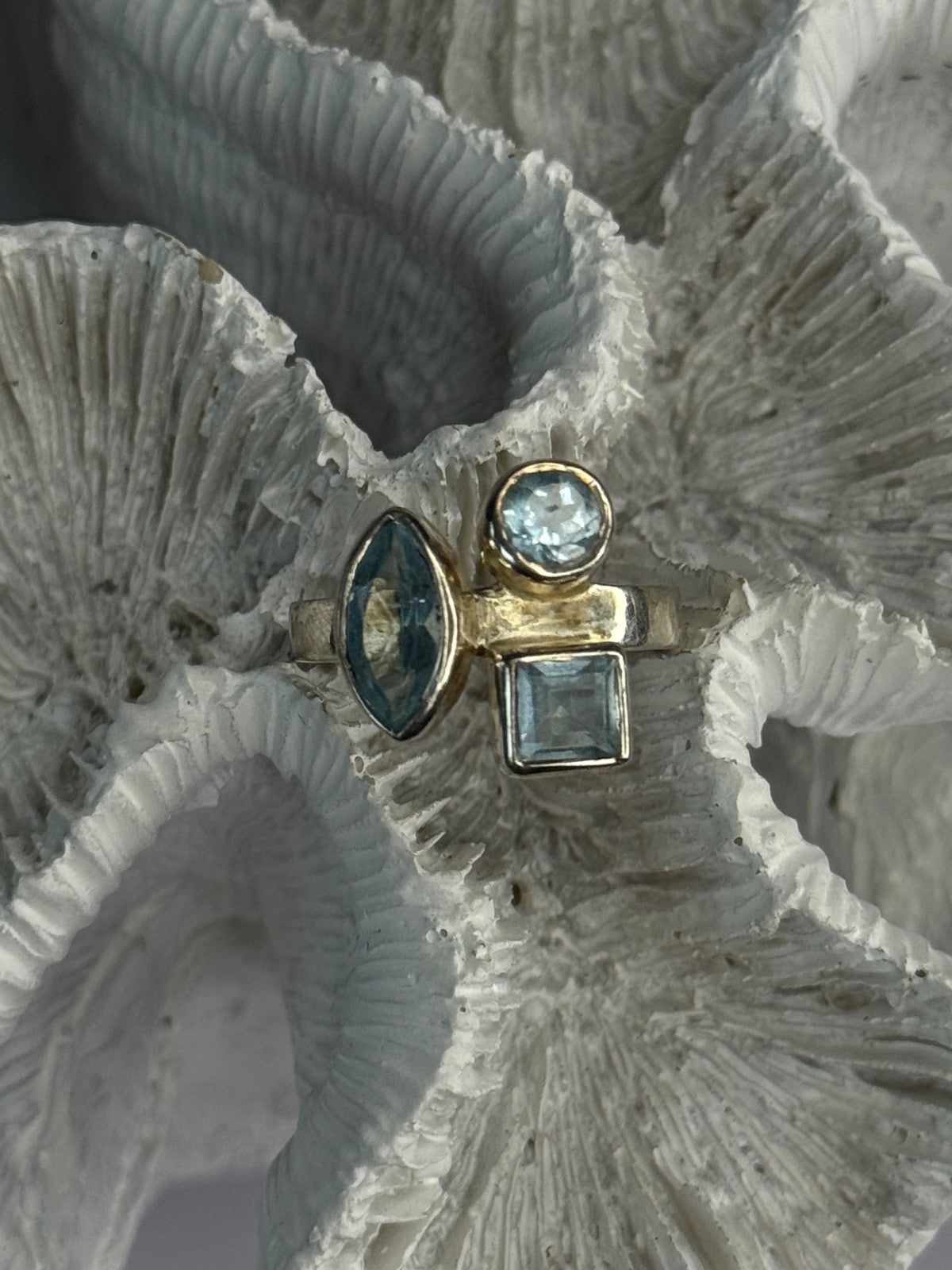 925 Sterling Silver Blue Topaz Ring Size 7
