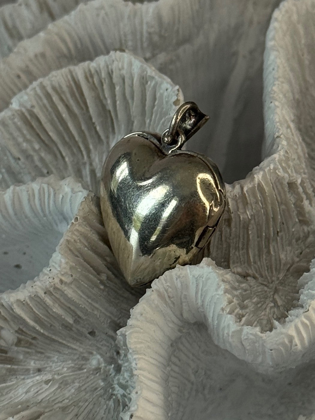 Vintage 925 Sterling Silver Onyx & Marcasite Heart Locket Pendant