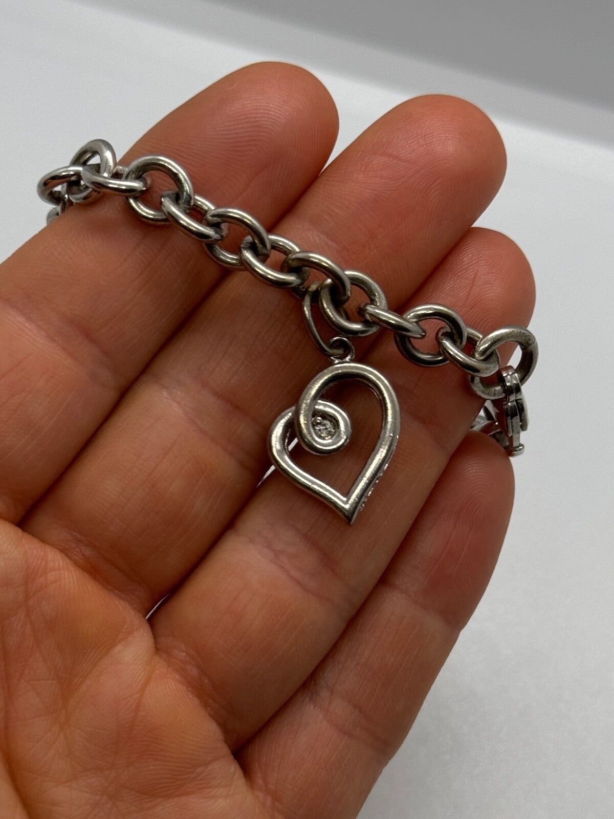 925 Sterling Silver Diamond Heart KSJ Bracelet