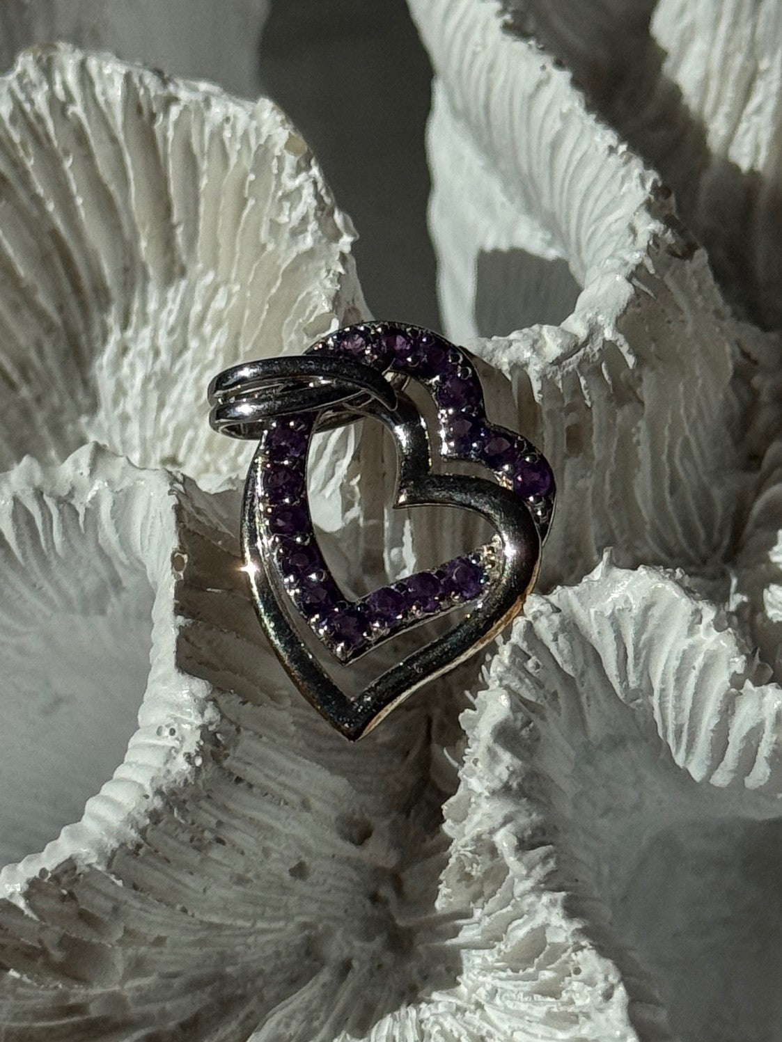 925 Sterling Silver Amethyst Heart Pendant