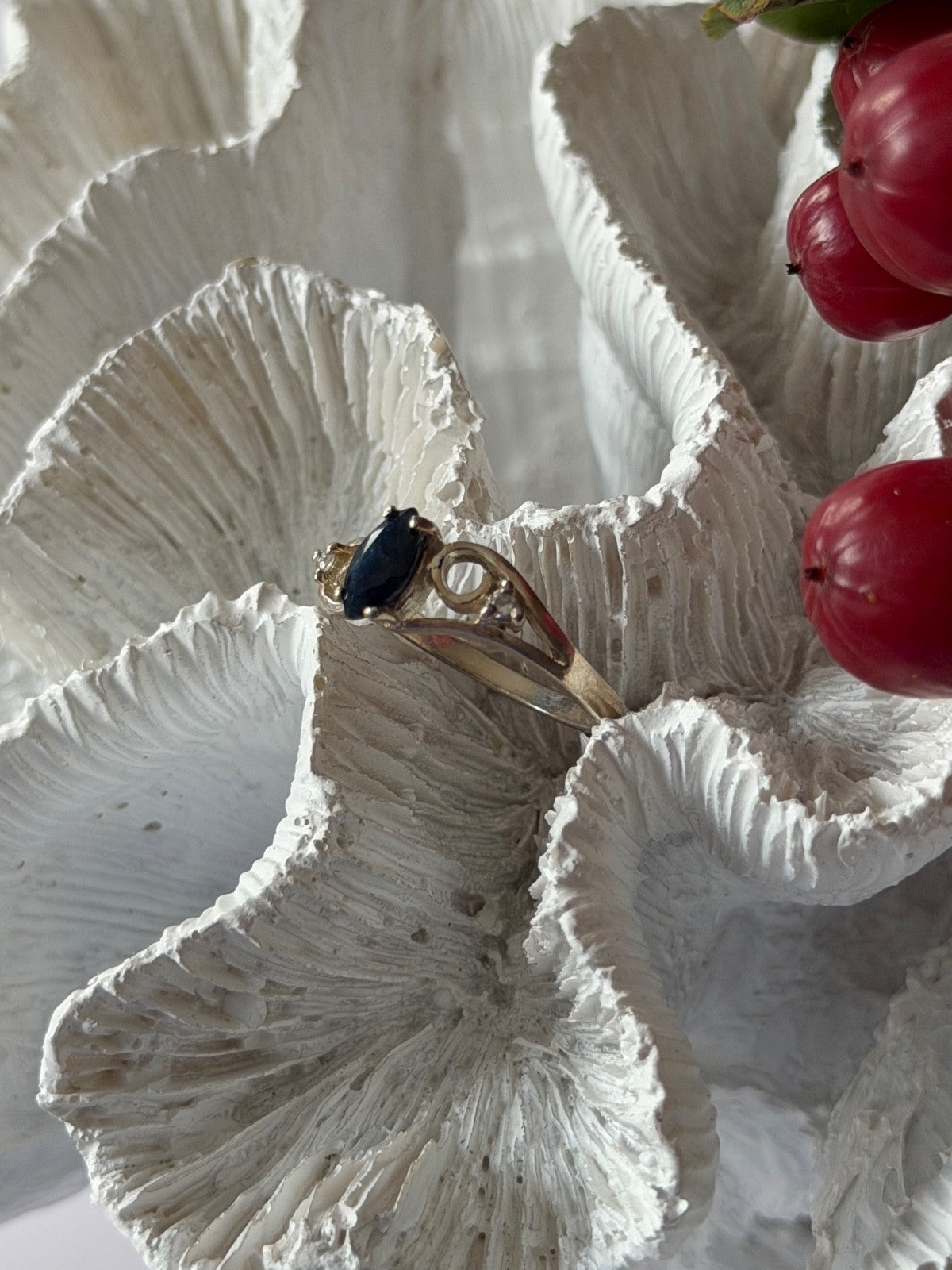 925 Sterling Silver Sapphire & Beryl Ring Size 8