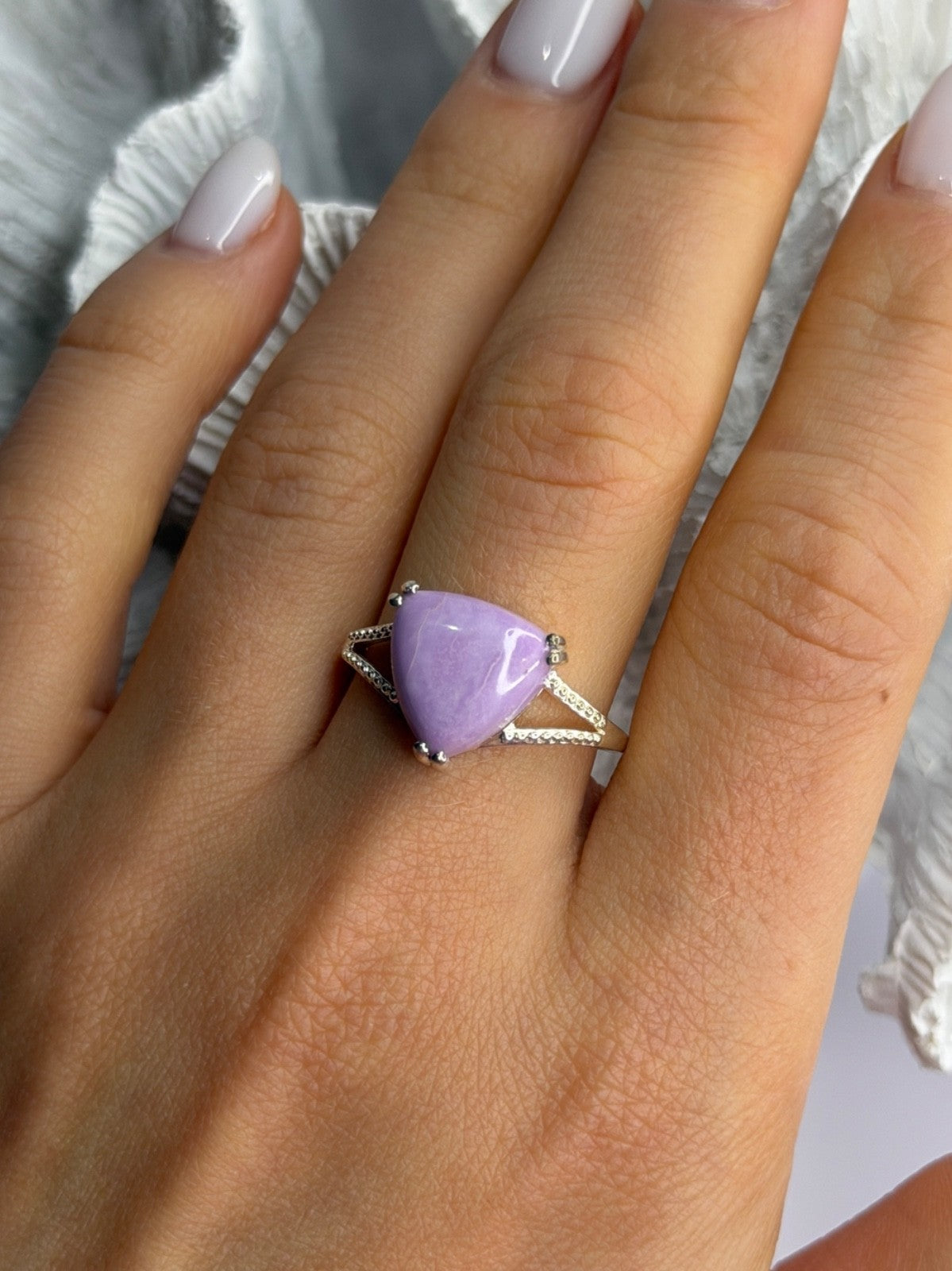 Djoy 925 Sterling Silver Lavender Jade Ring Size 10