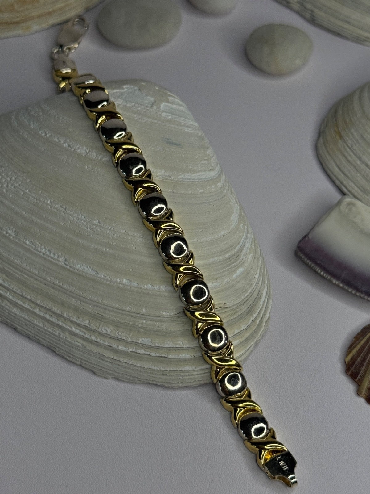 Italy 925 Sterling Silver & Gold Plated Bracelet Length 7