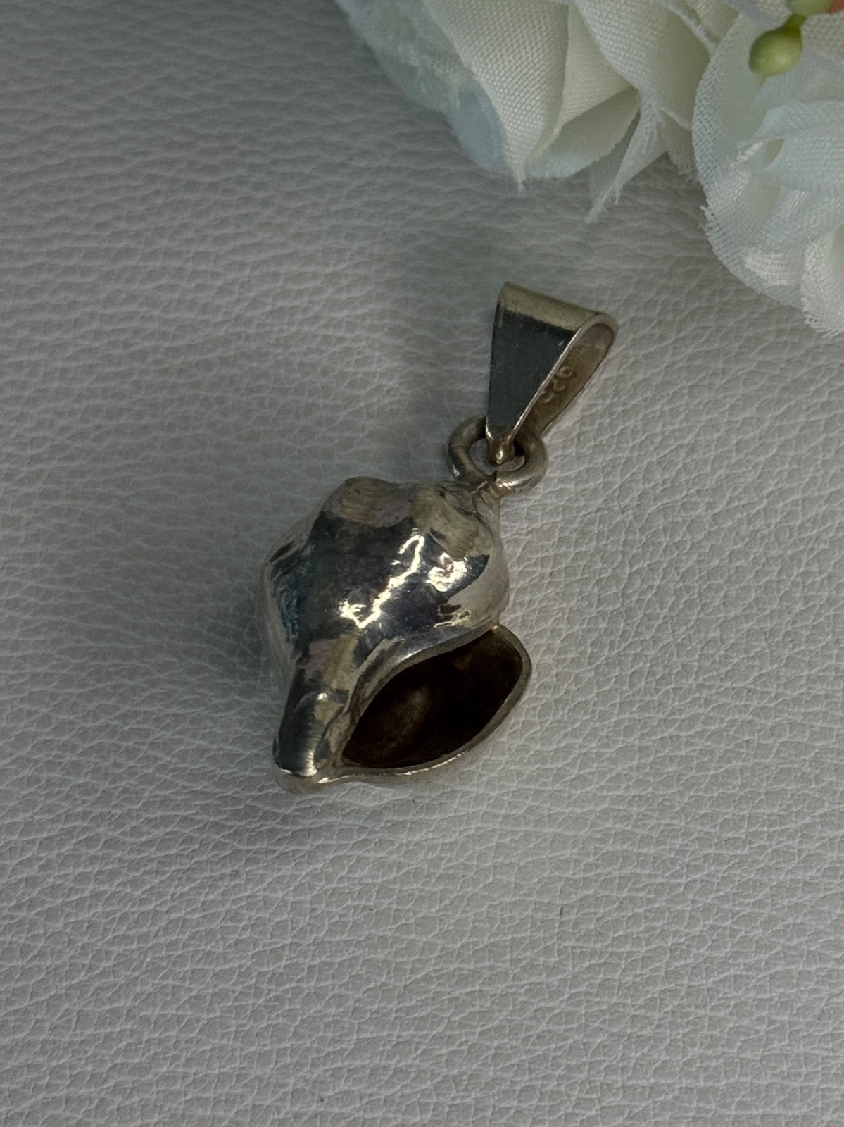 925 Sterling Silver Shell Pendant Length 1.80 Inch