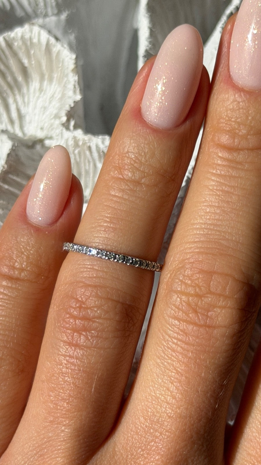14K White Gold Diamond 0.37 ct Band Ring Size 5
