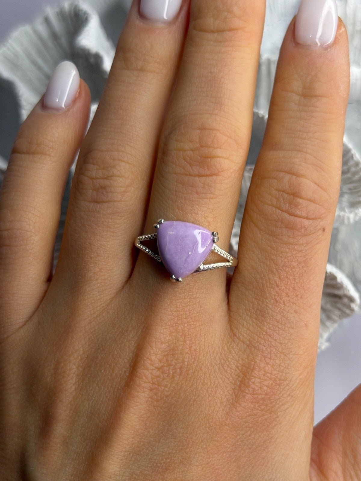 Djoy 925 Sterling Silver Lavender Jade Ring Size 10
