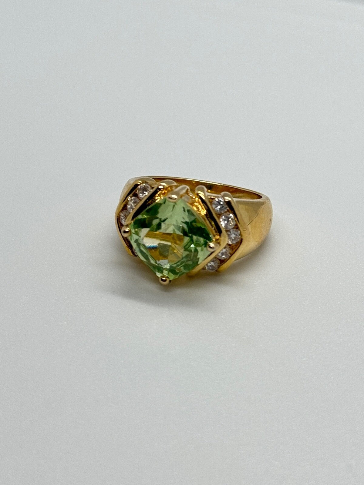 925 Sterling Silver Gold Plated CZ Ring Size 6