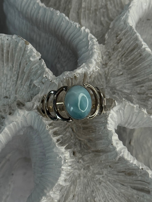 925 Sterling Silver Larimar Ring Size 7