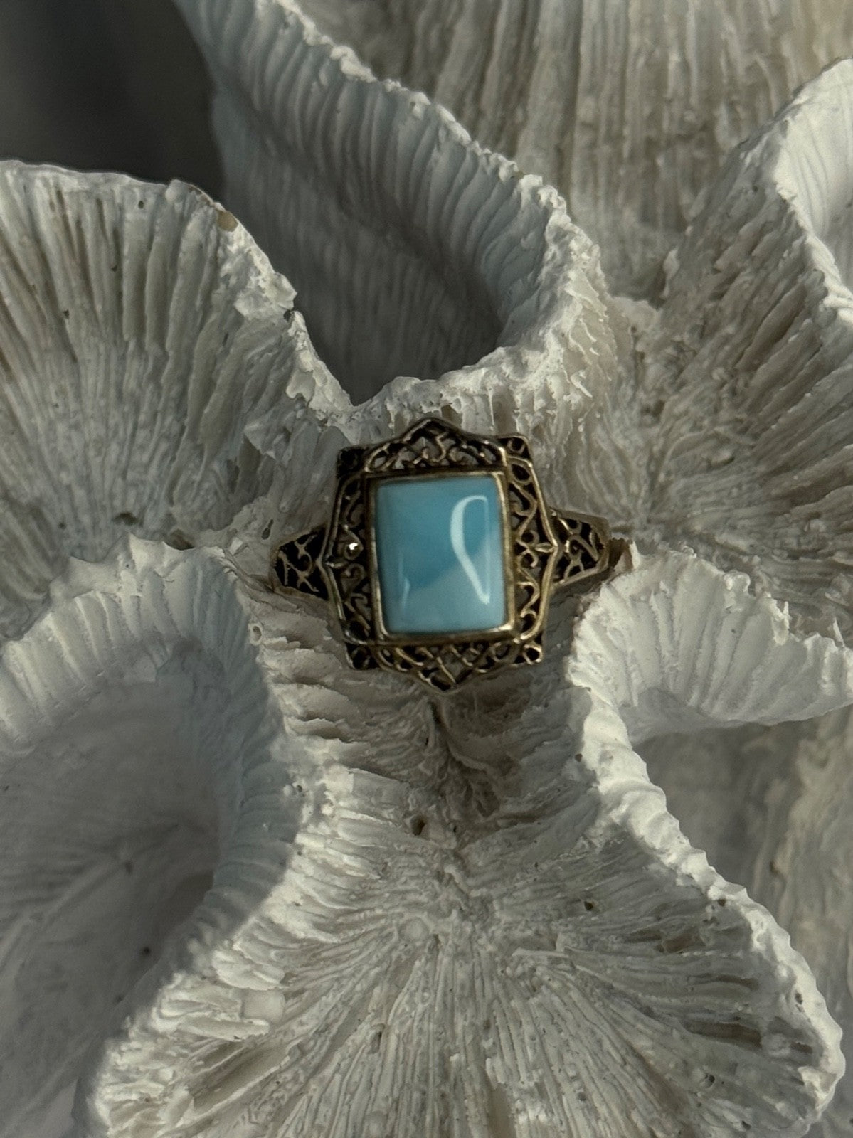 925 Sterling Silver Bbj Larimar Ring Size 5
