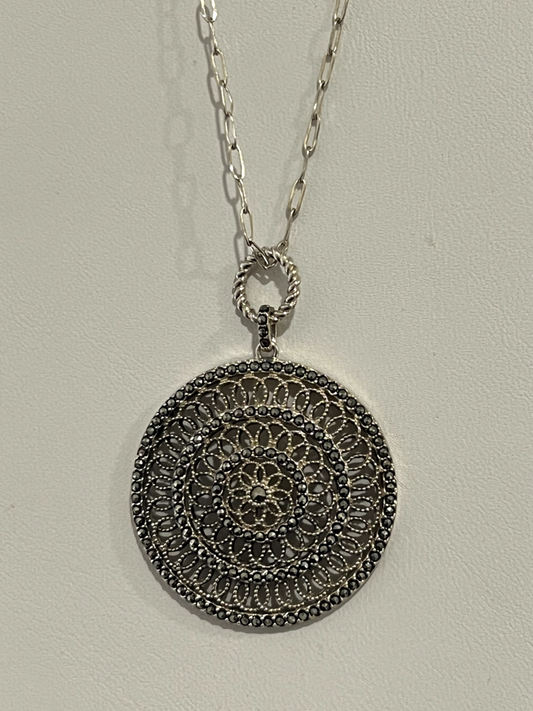 925 Sterling Silver Marcasite Necklace